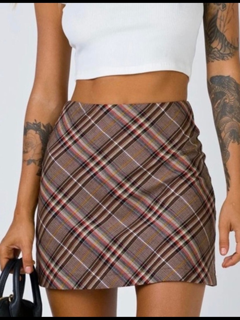 Princess Polly Darwin Brown Plaid Mini Skirt - Size US 2